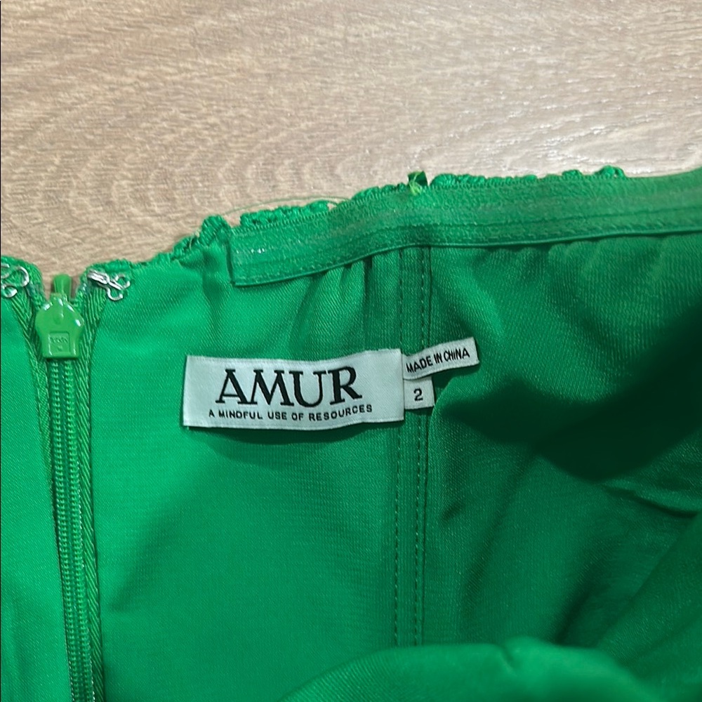 AMUR Strapless Green Lace Dress